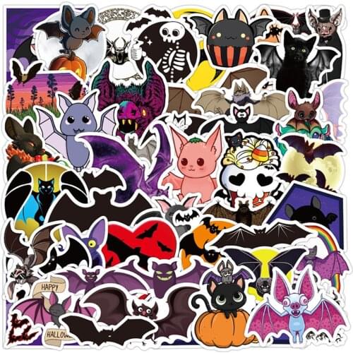 50PCS Halloween Cute Bat Cartoon Stickers Skateboard Phone Guitar Laptop Bicycle DIY Classic Toy Decals Sticker for Kid Gift