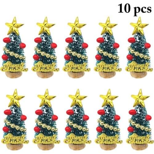 10PCS Mini Christmas Tree Artificial Star Desktop Ornament Christmas Decoration Micro Landscape Decor Accessories For Christmas