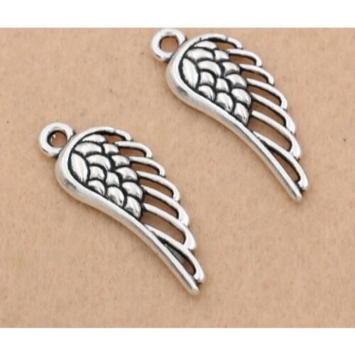 10pcs Tibetan Silver Plated Angel Wings Charms Pendant Bracelets Necklace Jewelry Making Accessories DIY 32x12mm