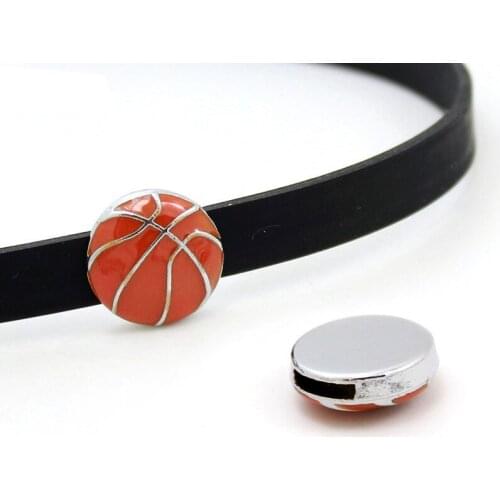 20pcs/lot Internal Dia 8mm Slide Charm Basketball DIY Accessories fit 8mm wide belt pet collar