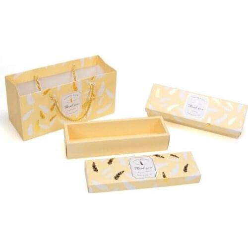 25*7.6*5.3cm Gold Stamping Paper Box Chocolate Cookie Macaron Packaging Box Wedding Gift Favor Box