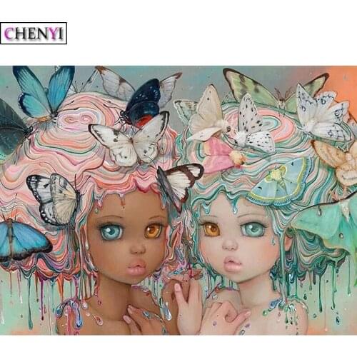 CHENYI New 5D Diy Full Diamond Painting Cross Stitch Embroidery Diamond Mosaic Big Eye Butterfly Children Handmade Home Decor