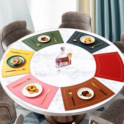 Two-sided Fan Shaped Table Mat Leather Table Mat Waterproof Insulation Mat Hotel Placemats Dinning Table Mats for Dining Table