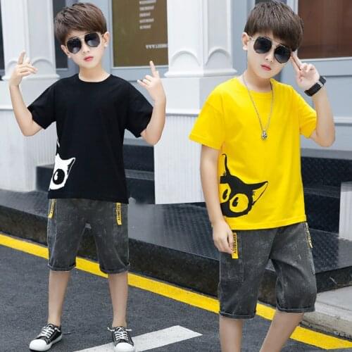 Summer Boys Clothing Sets Kids Short Sleeve T-Shirts+Shorts 2Pcs Children Clothing Set Teen Boys Clothes 4 6 8 10 12 13 Years