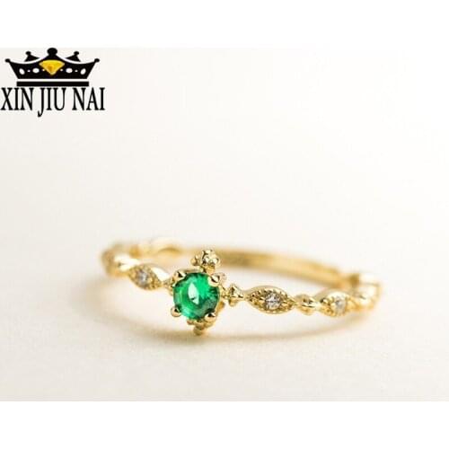 Lovely Chic Rose Gold Color Plated Green Zircon Women Rings Exquisite Simple Wedding Engagement Anniversary Rings Jewelry Bague