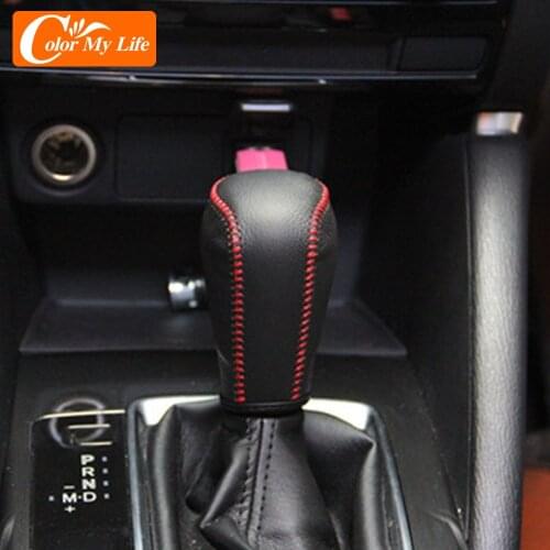 Car Leather Shift Knob Cover for Mazda 3 Axela Atenza CX-5 CX3 CX-3 CX5 2015-2020 AT Gear Head Collars Handbrake Covers