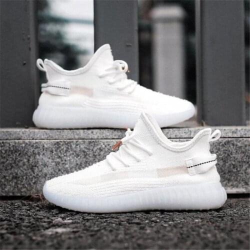 New mens sneakers, fashion flying woven, lightweight, breathable, comfortable, non-slip casual couples large size shoes for men