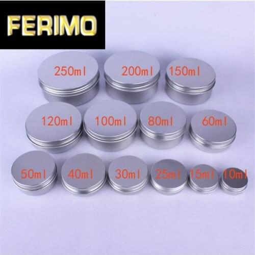 10g/15g/25g/30g/50g/60g Metal Aluminum Round Tin Cans Box Silver Cosmetic Cream Jar Pot Case Screw Thread Lid Lip Balm Container