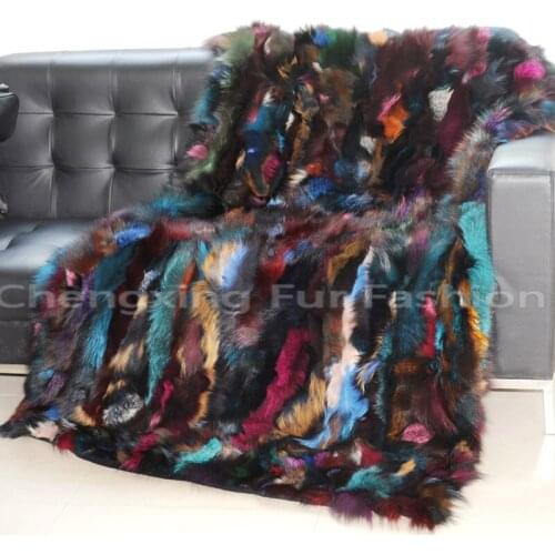 CX-D-54 Soft Wedding Decoration Hairy Tapis Carpet Area Rug Genuine Fox Fur blankets for beds Area Rugs Bedroom manta sofa suave