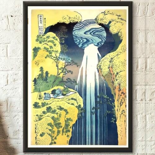 Wall Art Amida Waterfall Canvas Painting Modular Ukiyo-e Hokusai Pictures Home Decor Bedroom Bedside Background Japan Poster