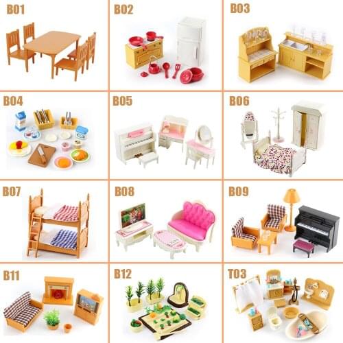 2021 New Furniture For Dolls 1/12 Miniatures Dollhouse Accessories Bunk Bed Forest Animal Family Dolls Girls DIY Role Play Toys