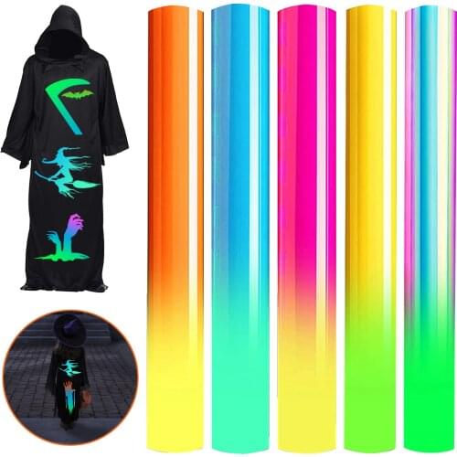 Glitter HTV Heat Transfer Vinyl Bundle Glow In The Dark 1 Sheets Fluorescent Color Changing Vinyl T-shirt DIY Decorative Films