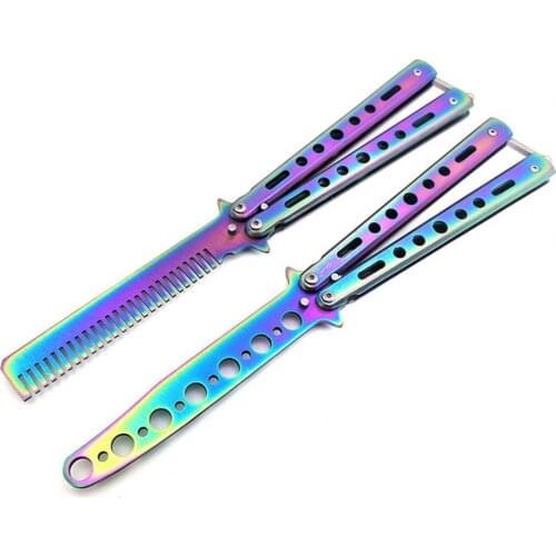 Butterfly Knife No Edge Multi-color Decorative Metal Folding Butterfly Knife Trainer for Boys Stainless Steel Butterfly Knife