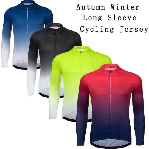 Autumn Pro Team Long Sleeve Gradrient Aerobic Sport Jersey Race Cycling Jersey Bicycle Cycling Clothes Fabric Long Sleeve Tops