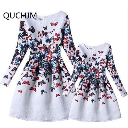 Girls Dress Mother Daughter Dresses 2017 Spring Dress Family Matching Clothes Mom And Daughter Outfit Family Clothing