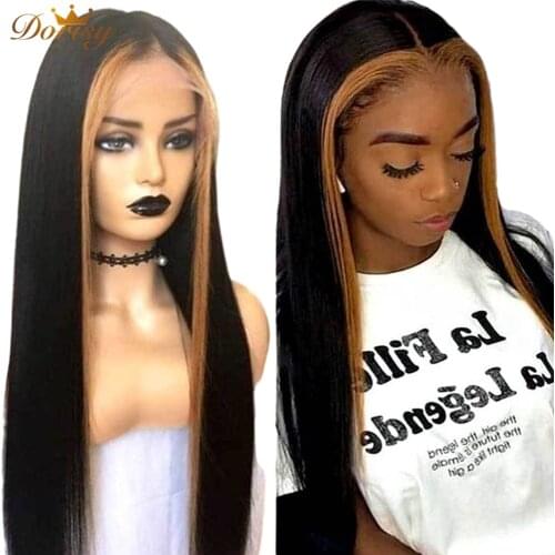 Highlight Ombre Straight 4*4 Lace Closure Human Hair Wigs Rogue Blonde Lace Frontal Wigs Lace Front Wig Dorisy Hair