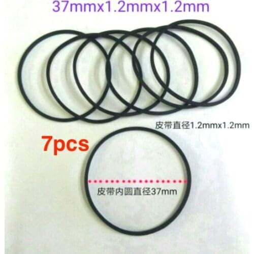 7pcs 37mmx1.2mmx1.2mm rubber belt for cassette deck recorder tape stereo audio player