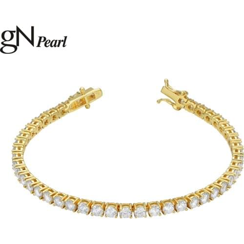 GN Pearl Luxury Style Wedding Jewelry Shiny Women Gold Color Crystal Chain Bracelet Simple Girl Birthday Gift