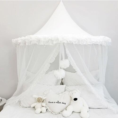 Nursery Baby Bed Canopy Mosquito Net Curtain Newborn Infant Cot Mosquito Crib Netting Pink Grey White Kids Play Tent Girls Gifts