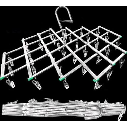35 Clips Stainless Steel Laundry Rack Foldable Sock Clothes Airer Folding Hanger Drying Hanger Clothes Underwear Socks Holder