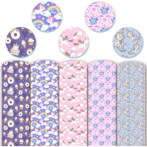 Eco Fake Leather Fabric For Sewing Clothes Imitation Sheets Furniture Unicorn Print Diy Bow Hair Accessories Supplies 22*30cm/A4