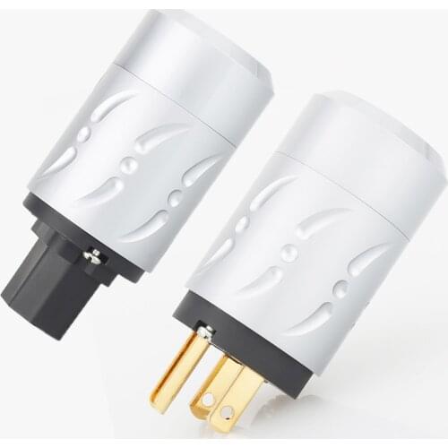 Viborg X 1pair Aluminium Alloy pure copper Gold plated HiFi Audio Grade AC power cable connector adapter US version power plug