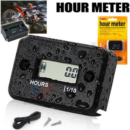 Motorcycle Inductive Digital Waterproof Hour Meter Engine Gauge Hour Meter LCD Display for Bike Motorcycle ATV Boat Offroad