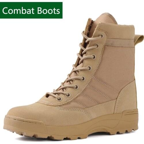 Military Army Combat Boots Men Outdoor Tactical Boots for Men Side Zip Up Boots Winter Training Shoes Industrial Work Shoes