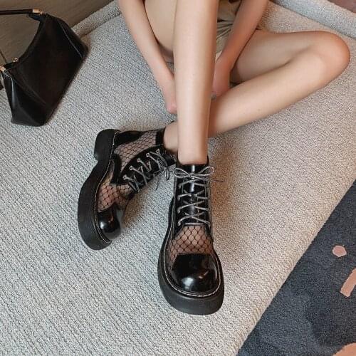 High Quality Mesh Martin Boots Women Summer Thin Boots 2021 New Mesh Boots Leather Thick-Soled Boots Breathable Hollow Sandals
