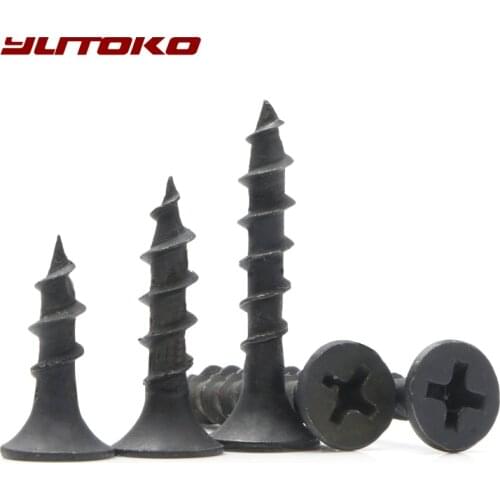 YUTOKO M4 Black Steel Mini Micro Small Phillips Flat Countersunk Head Cross Round Pan Head Self-tapping Wood Screw