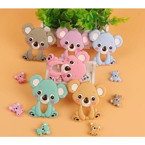 Kovict 1pc Baby Koala Silicone Teether Teething Chew Toy Infant Teether Beads DIY Necklace Nursing Pendant Food Grade Silicone