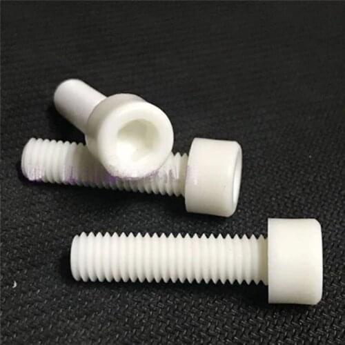 10pcs M8 PP inner hexagon Cylinder head bolt Corrosion resistant screw Acid and alkali resistive Plastic screws 16mm-60mm Length