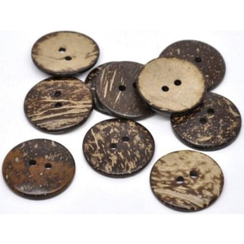 20 Pcs 38mm Brown Coconut Shell 2 Holes Sewing Buttons Scrapbooking , 2 Holes, Scrapbooking Crafts , 7NK112
