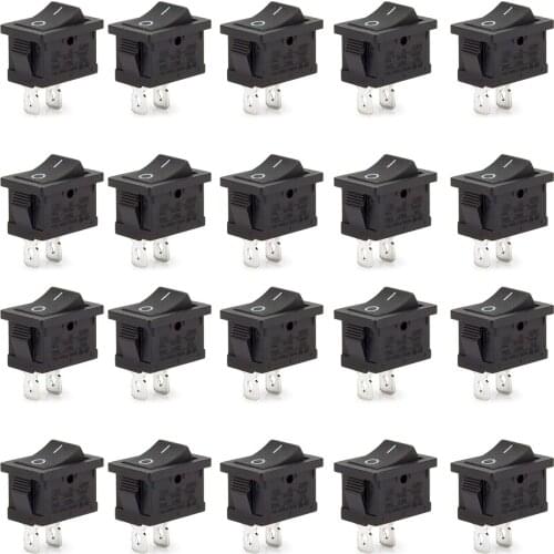 20 Pcs Environmental Protection Boat Rocker Switch 2 Solder Lug SPST On/Off 2 Pin Mini Boat Rocker Switch for Electrical Product