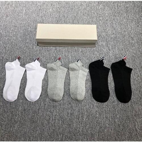 2021 Fashion TB Brand Ankle Socks Men Women Cotton Solid No Show Casual Sports Crew Socks Ins 6 Pairs