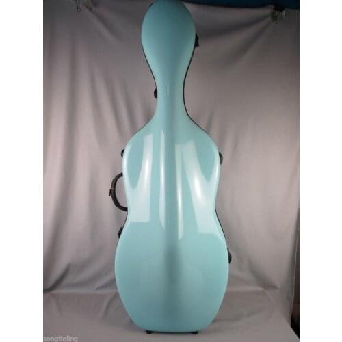 4/4 light Blue fiberglass cello hard case with wheells