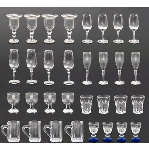 4Pcs 1/12 Doll House Miniature Resin Wine Glass Simulation Goblet Model Toys for Mini Decoration Dollhouse Accessories