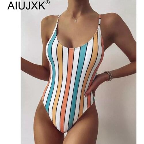 AIUJXK Striped One Piece Swim Suits Women Sexy Swimwear Beach Wear Summer Bodysuit Monokini Bathing Suit 2021 New Arrival