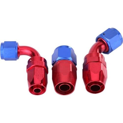 AN10 0 45 90 Degree Fuel Line Hose End Swivel Fitting Oil Cooler Adapter Blue and Red Color Anodized