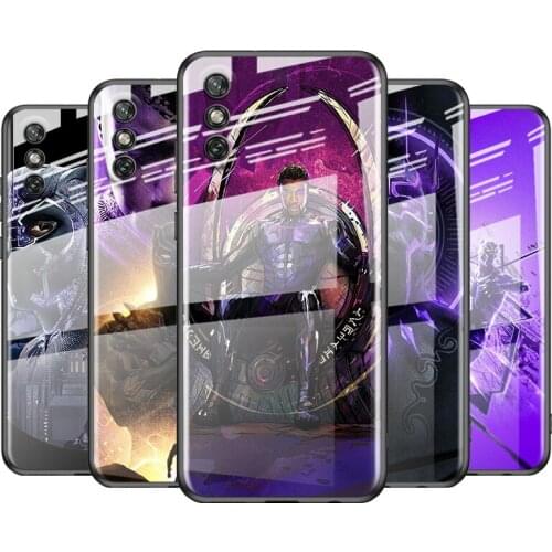 Tempered Glass Cover Fashion Black Panther For Huawei Y6 Y7 Y9 Y5P Y6P Y8S Y8P Y9A P Smart Z 2019 2020 2021 Phone Case