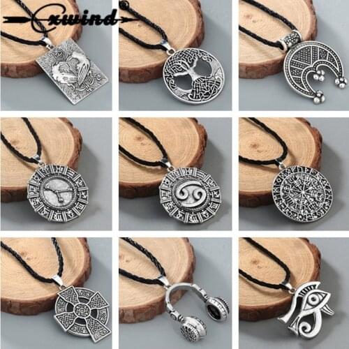 Cxwind Retro Norway Viking Axe Necklaces Thunder shield of Perun Slavic Axes Charm Pendant Amulet men Necklace Norse Jewelry