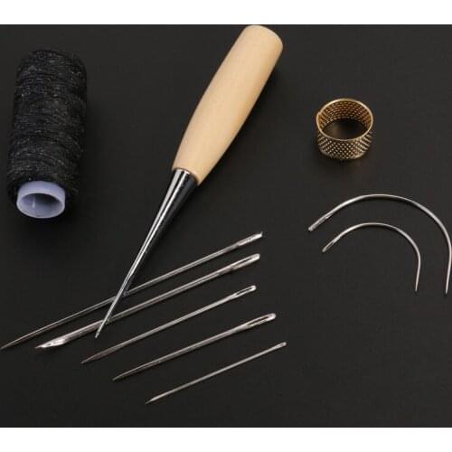Sewing Needle Awl Leather Sewing Accessories Stitching Awl Sewing Leathercraft Shoe Shoes Repair Tools Waxing Thread Thimble