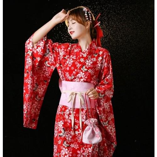 BALDAUREN Japanese Style Printed Kimono Cotton Bronzing Home Bathrobe Girl Cosplay Stage Diy Props Costume