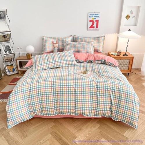 3-4pcs Cotton Bedding Set Cheap Home Textile 200x230cm Duvet Cover Pillow Case 1.5m Bed Flat Bedsheet Boy Kid Girl Beding Covers