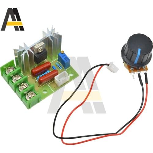 AC 50V-220V 2000W Controllable Motor Speed Controller SCR Voltage Regulator Dimmers 110V Governor Module W/ Potentiometer
