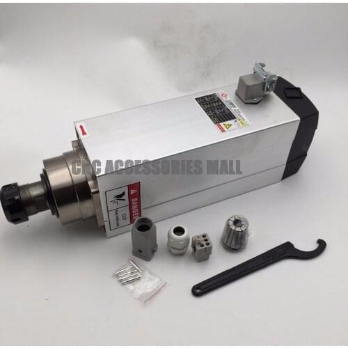 Square air cooled spindle motor 18000rpm 7.5KW 380V 300Hz ER32 Spindle Motor for Woodworking CNC Router