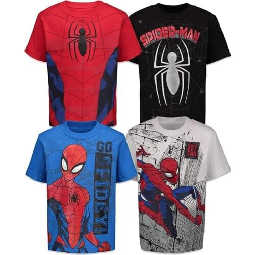 4 Pcs/set Summer Tees Fashion Boys Girls Clothing 3D Printed Spider Cartoon Men T-shirt O-neck Short Sleeve Streetwear Tops
