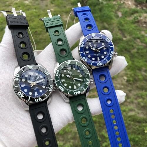316L Stainless Steel C3 Blue Luminous Men Blue Gren Black Dial Mechanical Japan NH35 Ceramic Bezel Automatic Sumo Dive Watch