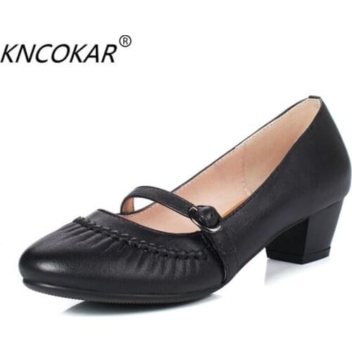 KNCOKAR Spring and autumn new style casual leather shoes with vintage art single shoes
