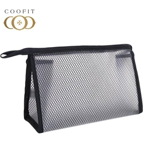 Coofit Simple Unisex Toiletry Bag Casual Portable Nylon Waterproof Cosmetic Bag For Men Women Mesh Designer Pouch Make Up Bags